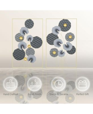 2 Pack 3D Metal Wall Art Lotus Leaves Hanging,