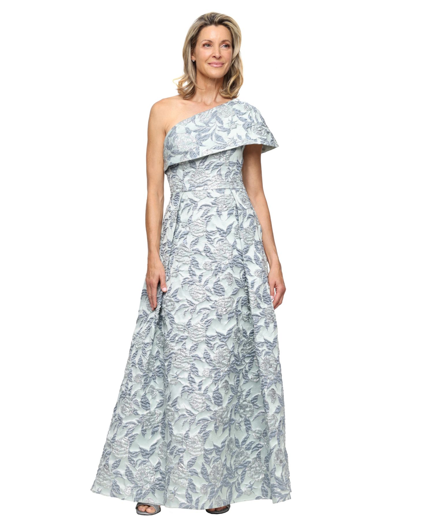 Petite One-Shoulder Jacquard Ball Gown