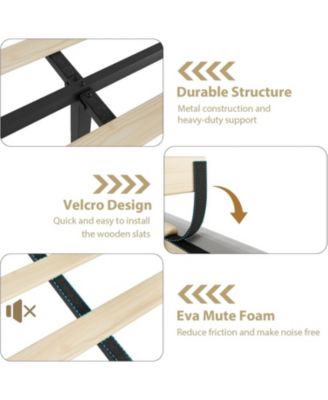 Bed Frame, Velvet Upholstered Bed with 50.2'' Headboard, Rivet Decoration, No Box Spring Needed