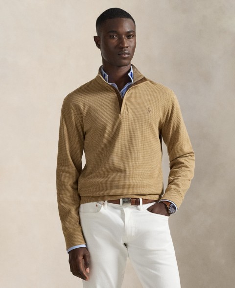 Мужские Polo Ralph Lauren Men's Luxury Jersey Quarter-Zip Pull-On Sweater