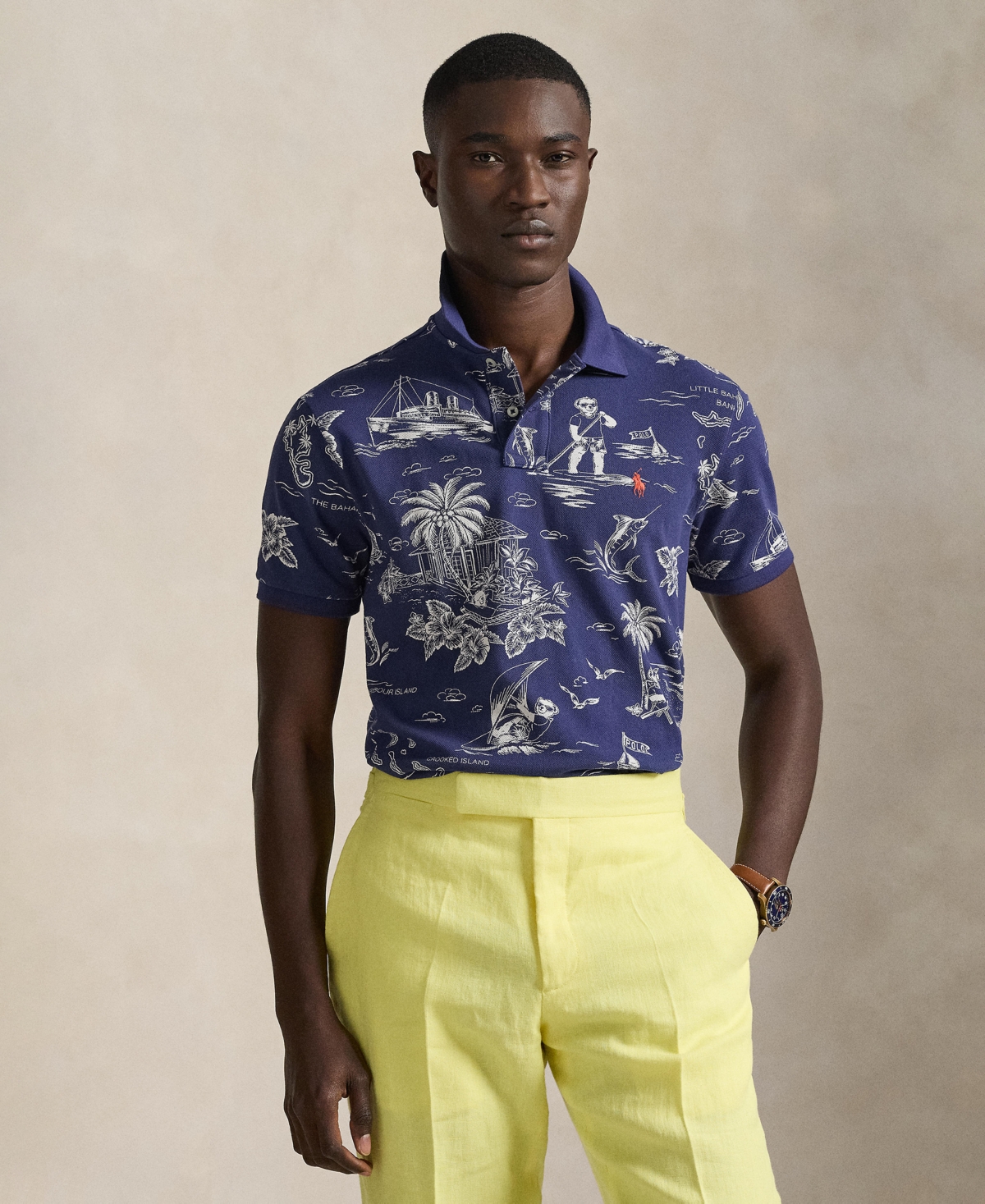 Polo Ralph Lauren Men's Classic-Fit Bear Mesh Polo Shirt - Harbour Island Bear/Navy