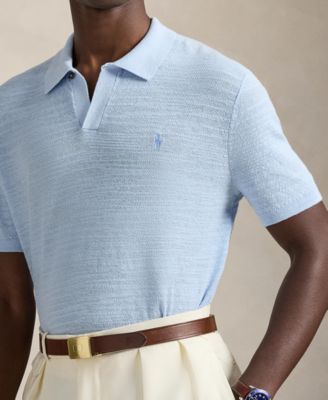 Men's Short-Sleeve Textured  Sweater Polo Shirt
