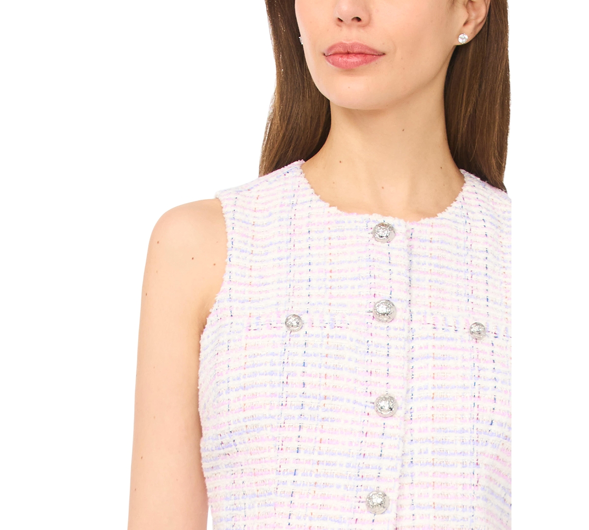 CeCe Women's Sleeveless Crew Neck Split Hem Vest