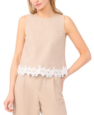 Women's Sleeveless Lace Hem Top 