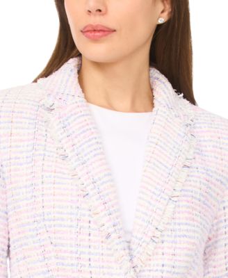 Women's Frayed Edge Detail Collared Straight Blazer