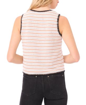 Women's Crochet Detail Sleeveless Crew Neck Vest Top
