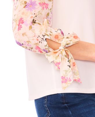 Women's Mixed Media Crew Neck Top