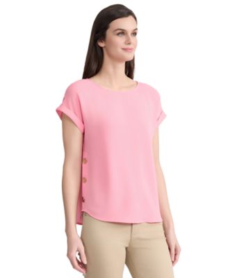 Women's Short-Sleeve Button Detail Blouse