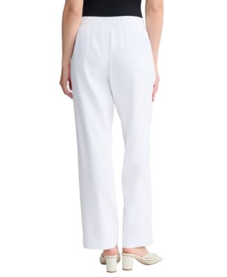 Women's Pull-On Linen-Blend Straight Leg Pants