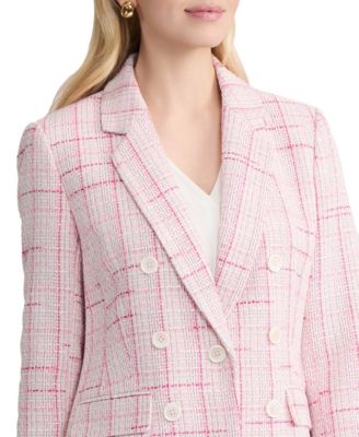 Women's One-Button Notch Collar Tweed Jacket