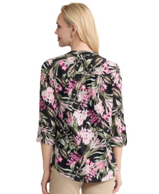Women's Printed 3/4-Sleeve V-Neck Tunic