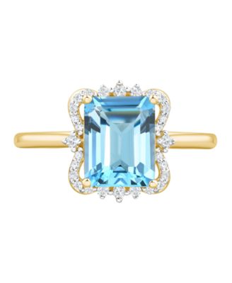 Swiss Blue Topaz (2-3/4 ct. t.w.) and Diamond Ring in 14k Yellow Gold (also available in Amethyst and Onyx)