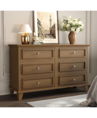 6 Drawer Dresser for Bedroom with Metal Handles
