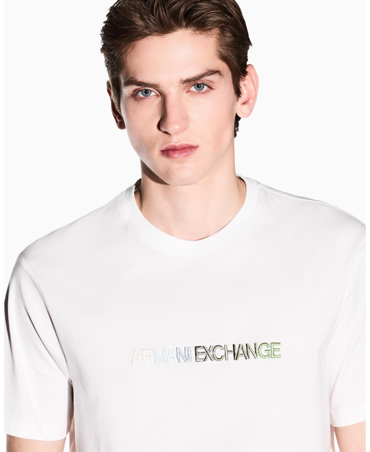 A|X Armani Exchange Men's Short Sleeve Rainbow Logo T-Shirt