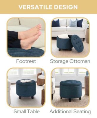 17" Plywood Round Storage Ottoman