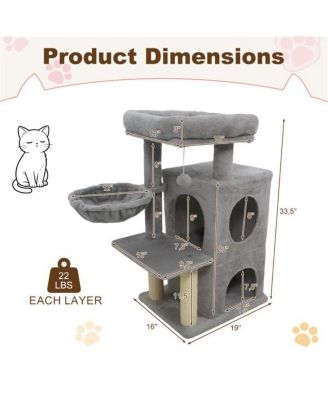 Stable Cat Tree with 2-Tier Cat Condo, Multi-Level Tower with Scratching Post