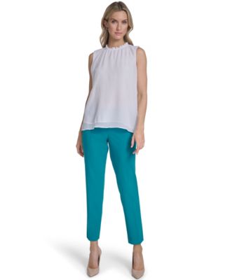 Women's Sleeveless Ruffle Neckline Top