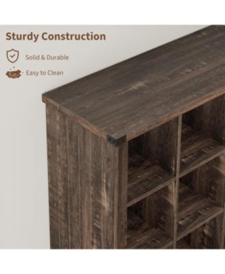 9-Cube Farmhouse Bookshelf, 3-Tier Wood Storage Organizer, Rustic Minimalist Floor Display Cabinet for Living Room, Bedroom, Home Office