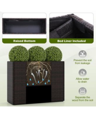 24 Inch Outdoor Wicker Raised Garden Bed with PE Liner