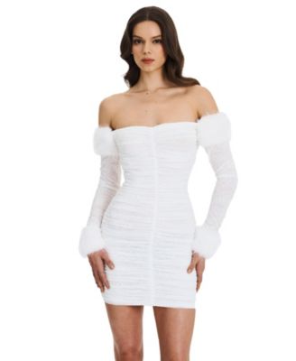 Women's Lani Lace Off-Shoulder Ruched Mini Dress