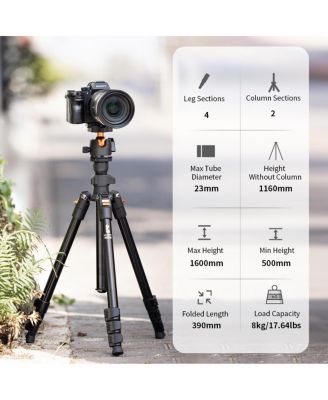 K234A1 4-Section Lightweight Aluminum Travel Vlog Tripod with Ball Head