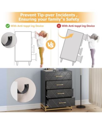 Wooden Dresser for Bedroom, Dressers & Chest of Drawers with 4 Drawer, Wood nightstand for Storage and Organization