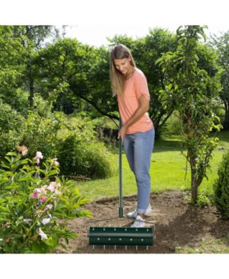 21 Inch Manual Lawn Aerator with Detachable Handle Filled with Sand or Stone