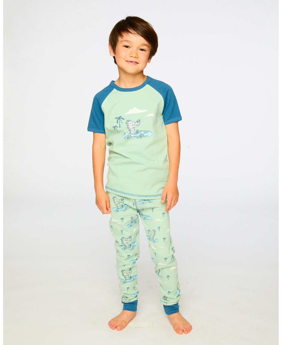 Deux par Baby Boys Cotton Two-Piece Pyjama Set Crocodile Print
