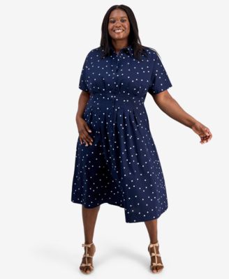 Trendy Plus Size Marjorie Pleated-Waist Shirtdress