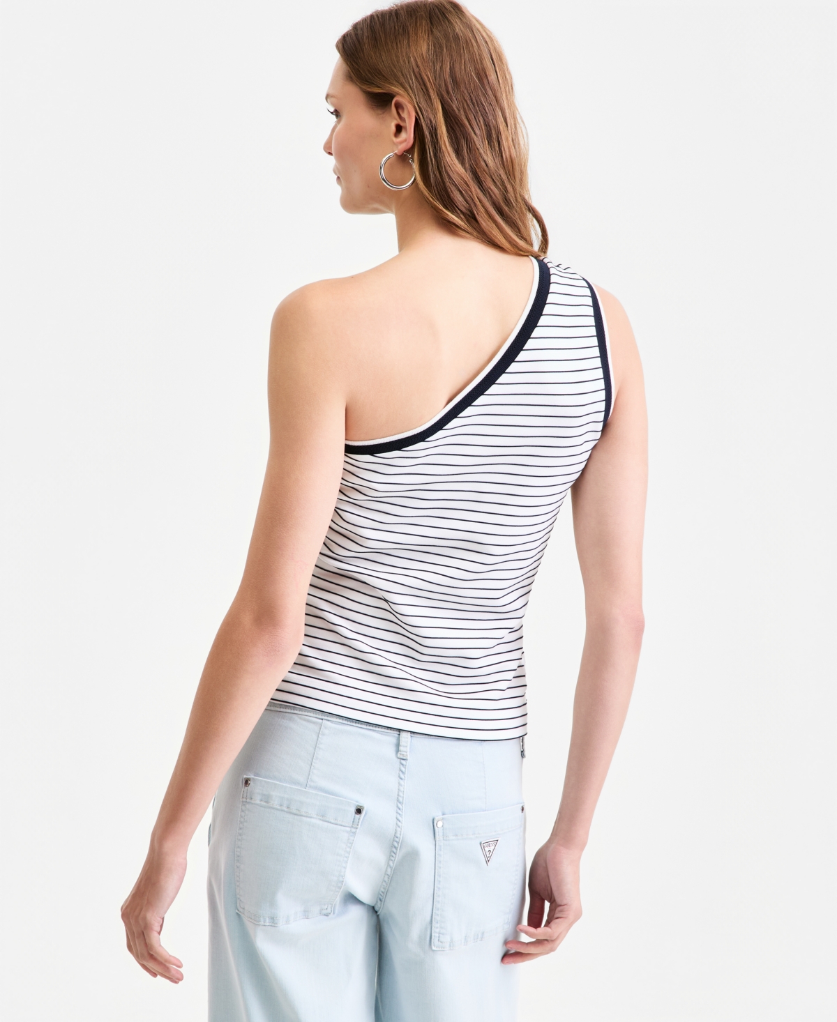 Guess Women's Alphonsine Striped Monoshoulder Top