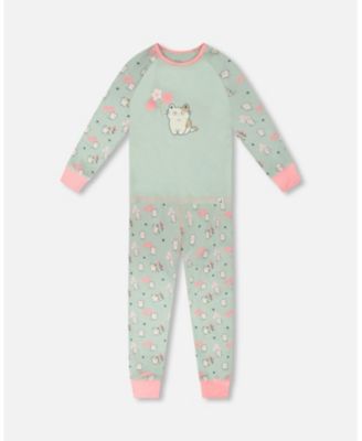Big Girls Cotton Two-Piece Pyjama Set Kitten Print