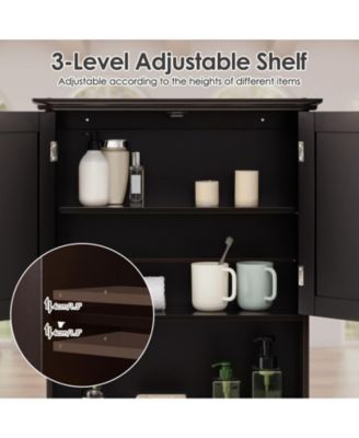 Wall-Mount Bathroom Storage Cabinet with Doors and Shelves Organizer