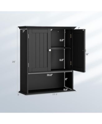 Wall-Mount Bathroom Storage Cabinet with Doors and Shelves Organizer