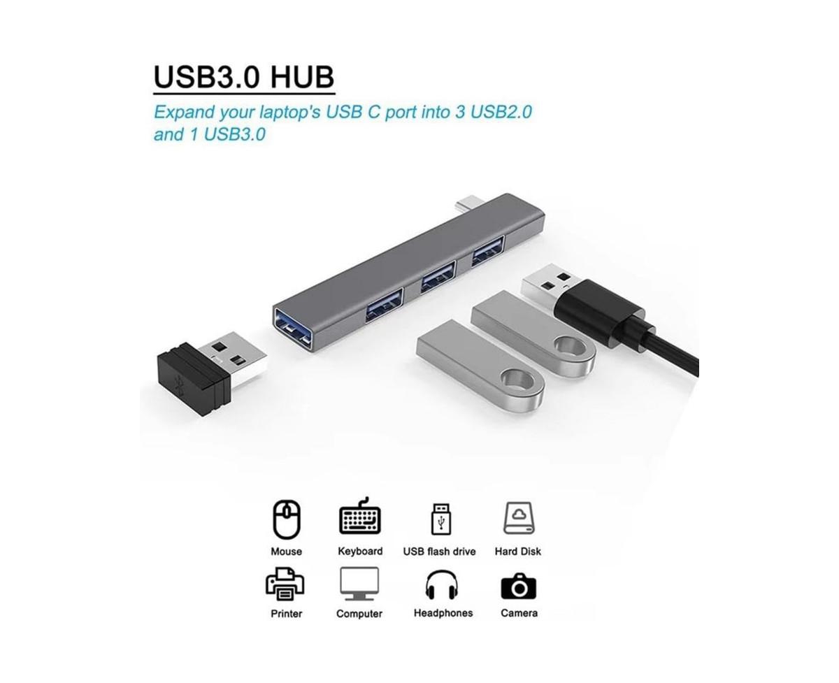 4-Port Usb Hub with 5Gbps High-Speed Transfer, Plug-and-Play