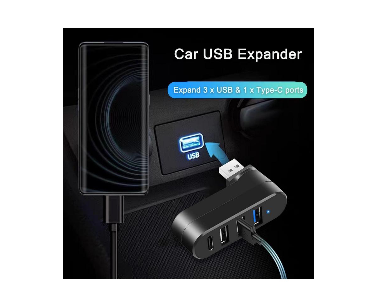 Risokeys Rotatable 4 Port Usb 3.0 Hub with 180° Swivel, 5Gbps SuperSpeed & Usb C Pd In Port