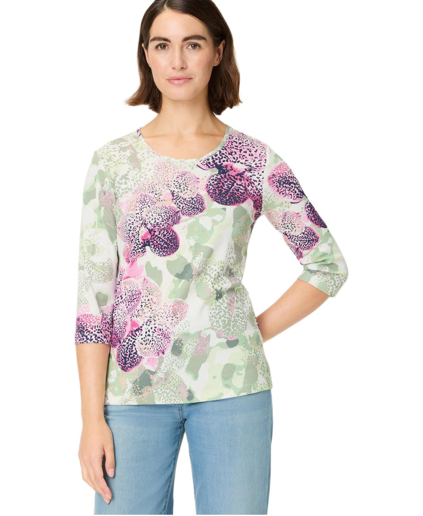 Женская футболка Olsen Bouquet Print, цвет: Фуксия — фото 1