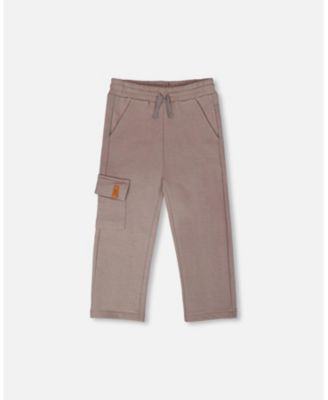 Toddler Boys French Terry Sweatpants with Cargo Pocket Taupe