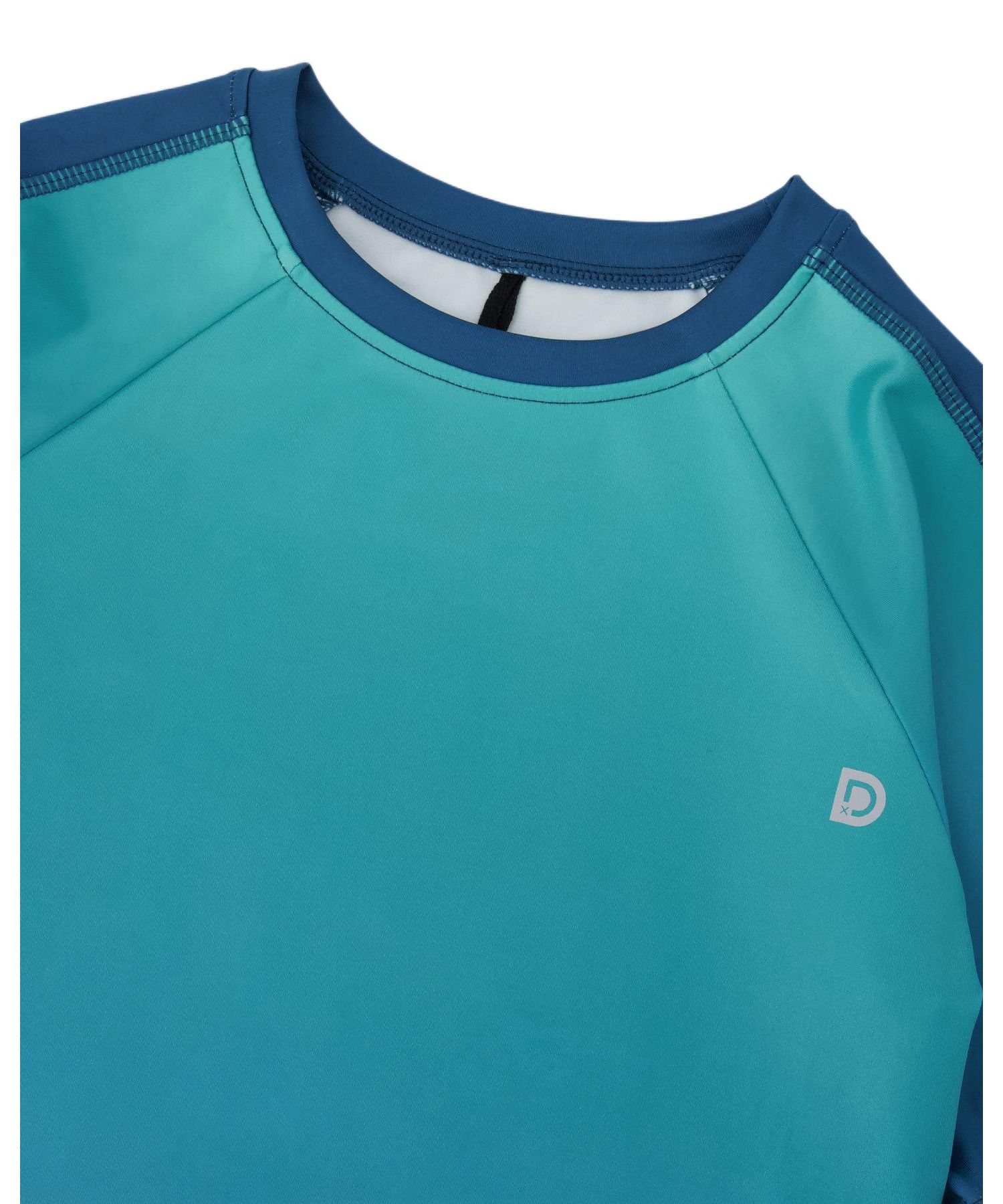Boy Short Sleeve Athletic Top in Polyester Teal Gradient