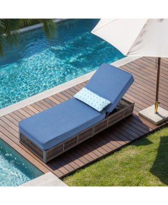 Brown 1-Piece Wicker Chaise Lounge with 5 In. Thick Olefin Cushions Patio Lounge Chair for Sunroom, Balcony