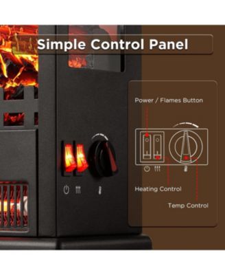 Electric Fireplace Stove with 17" Size, 1500W Power & 3 Sided Teal Checkerboard Flame View