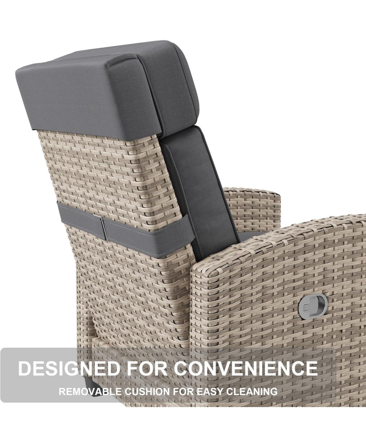 gaomon Reclining Patio Chair with Flip-Up Side Table - 150° Adjustable Backrest & Footrest