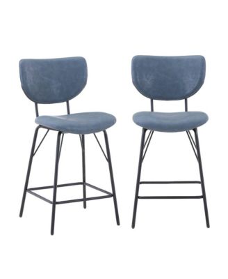 Modern Faux Leather Split-Back Upholstered Counter Height Barstool (Set of 2)
