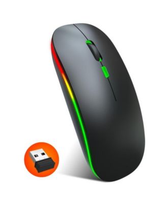 Dual-Mode Wireless Mouse: 2.4G/Bluetooth,Color Glow, Silent & 3-Speed DPI for Office/Design, Slim Easy-to-Use for Professionals/Students