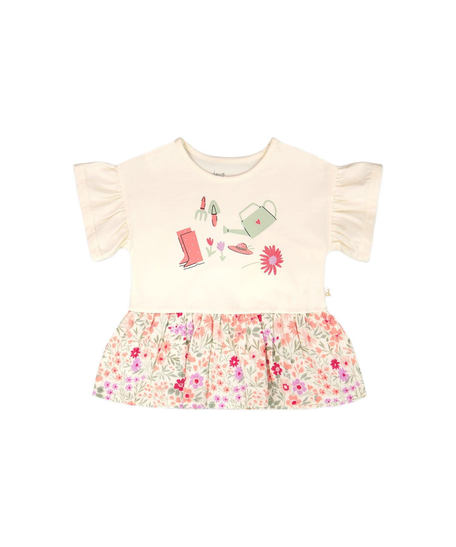 Little Girls Cotton Bi-Material Tunic