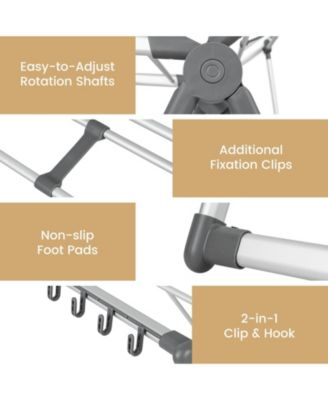 2-Layer Folding Clothes Drying Rack with 5-Level Adjustable Height