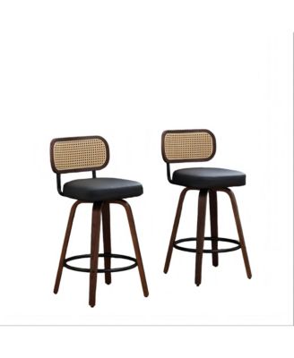 Set of 2 Swivel PU Bar Stools with Padded 3.5-inch Seat Cushion for Dining Pup