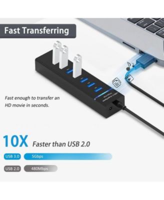 7-Port USB Hub with USB 3.0, Multiple USB,Compatible with Laptop, PC, MacBook,USB Peripherals,for Home Office,Travel