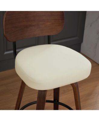 Set of 2 Swivel PU Bar Stools with Padded 3.5-inch Seat Cushion for Dining Pup