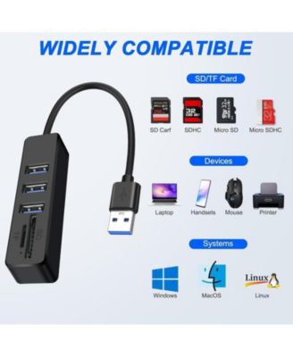 5 in 1 USB A Hub Splitter, 480Mbps Data Transfer & SD/TF Card Reader, for Laptop/Smartphone,Ideal for Office Workers