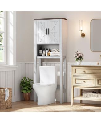 23.6 Inches Wide Toilet Rack with Over The Toilet Storage Cabinet , Small Freestanding Space Saver